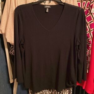 Jones New York Black V-Neck Top